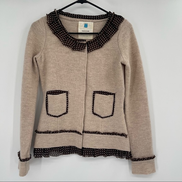 Anthropologie Sweaters - Sparrow Polka Dot Au Fait Merino Wool Cardigan Sweater